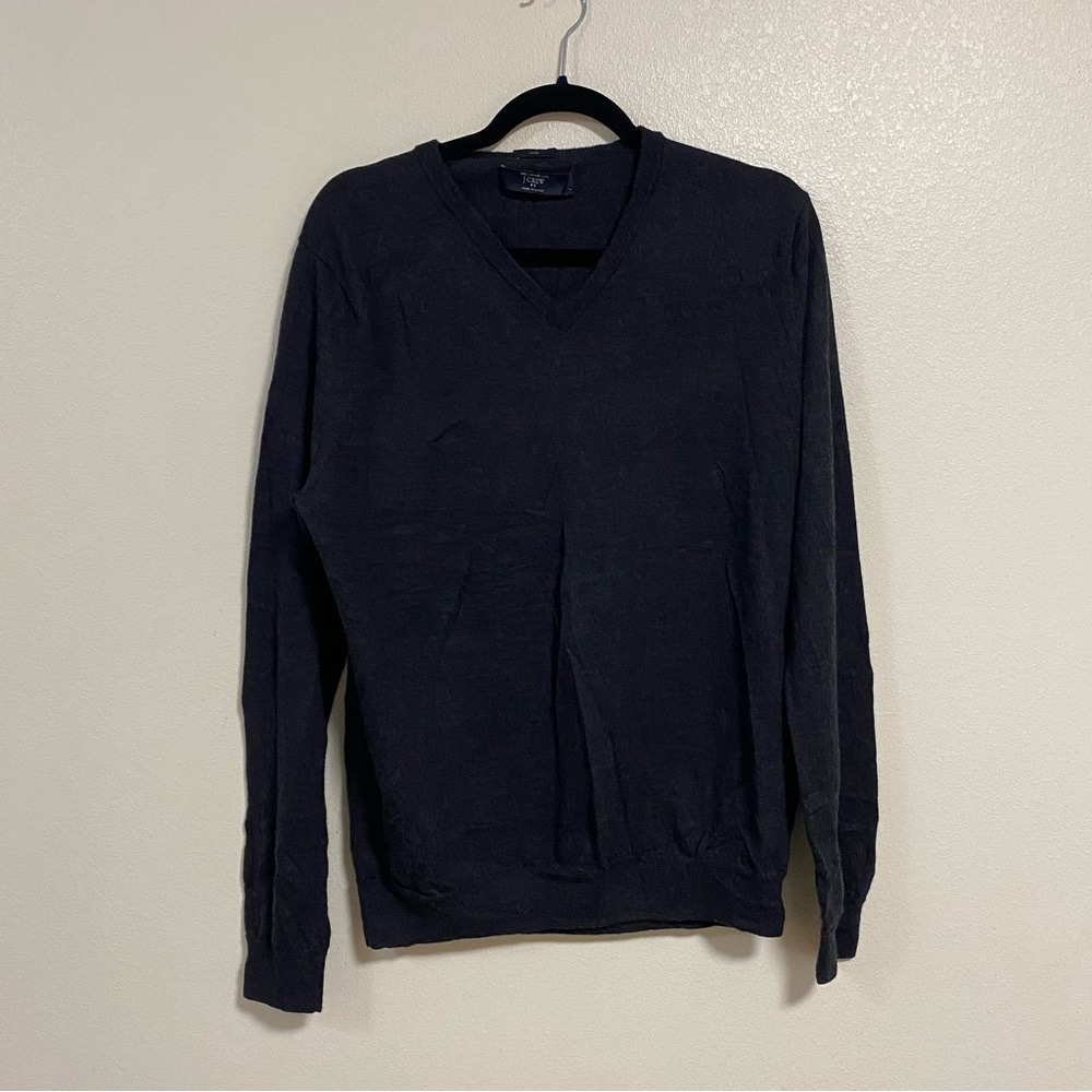 J. Crew Sweater Men’s Size XL Dark Gray Merino Wool Crewneck Sweater Slim Fit